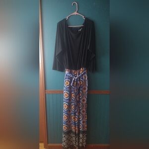 NEW Ashley Stewart Black Multicolor Colorblock Jumpsuit